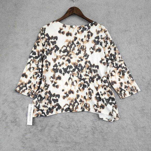 NWT Alfred Dunner Petite Leopard Print Top Sleeve PL 28CT - Picture 2 of 7